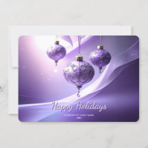 Cartão de Natal com Bola de Natal Decorativa Roxa