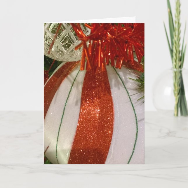 Festividades Cartão de Natal com Bolas Vermelhas e Brancas (Frente)