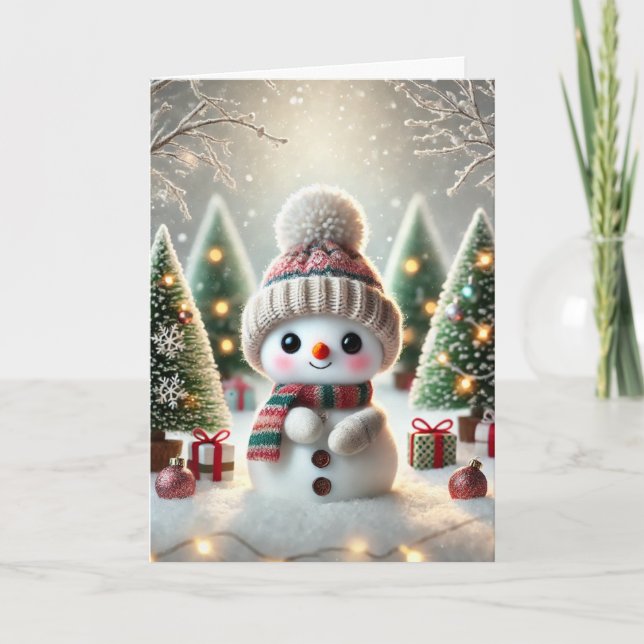 Festividades Cartão de Natal com boneco de neve (Frente)