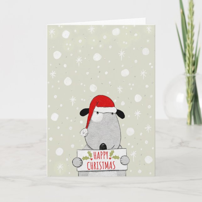 Festividades Cartão de Natal com Cachorro Fofo com Sinal de Fel (Frente)