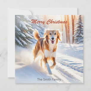Festividades Cartão de Natal com Cachorro Saluki na Neve