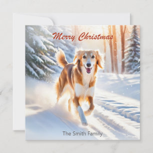 Festividades Cartão de Natal com Cachorro Saluki na Neve