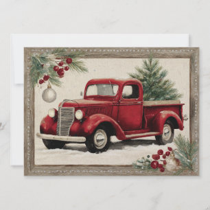 Festividades Cartão de Natal com caminhão vermelho rústico