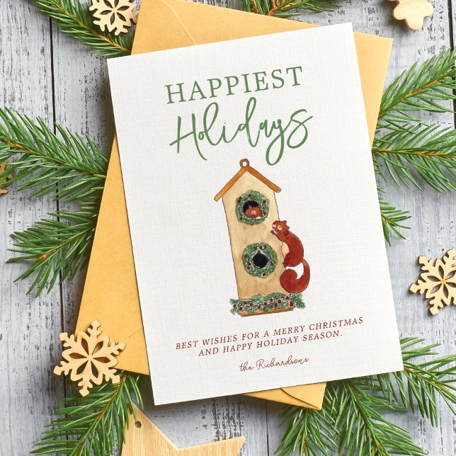 Festividades Cartão de Natal com Colagem de Foto de Esquilos em (Criador carregado)