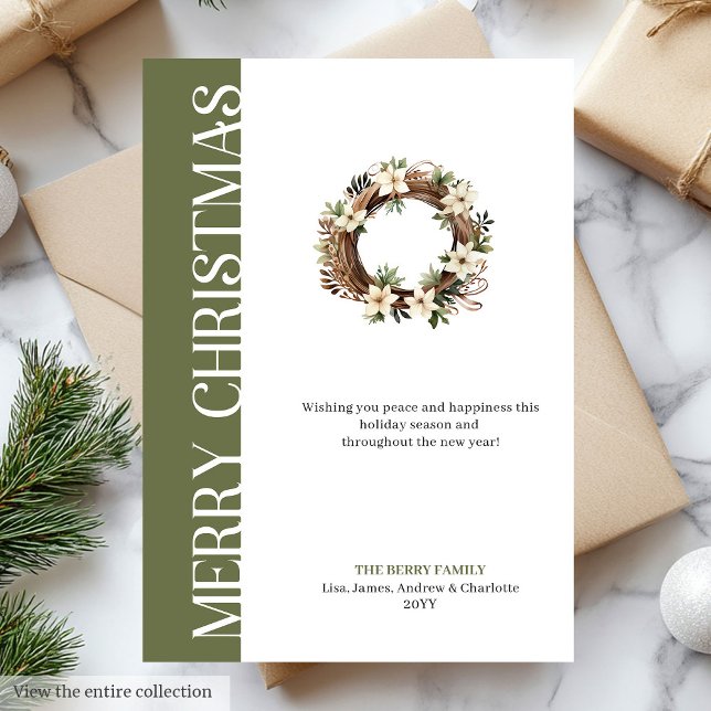 Festividades Cartão de Natal com cores terrosas elegantes (Chic earthy colors Christmas wreath greeting card)