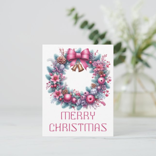 Festividades Cartão de Natal com Coroa (Em pé/Frente)