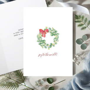 Festividades Cartão de Natal com Coroa Botânica em Aquarela Sim