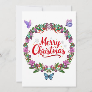 Festividades Cartão de Natal com Coroa Floral Alegre B