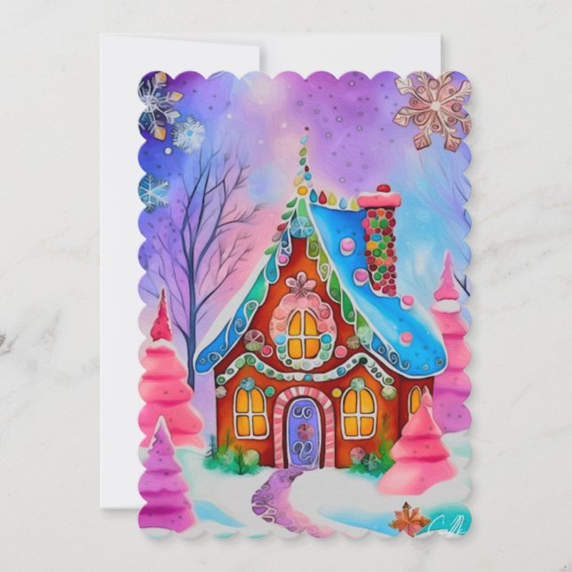 Festividades Cartão de Natal com desenho de gengibre 7 (Frente)