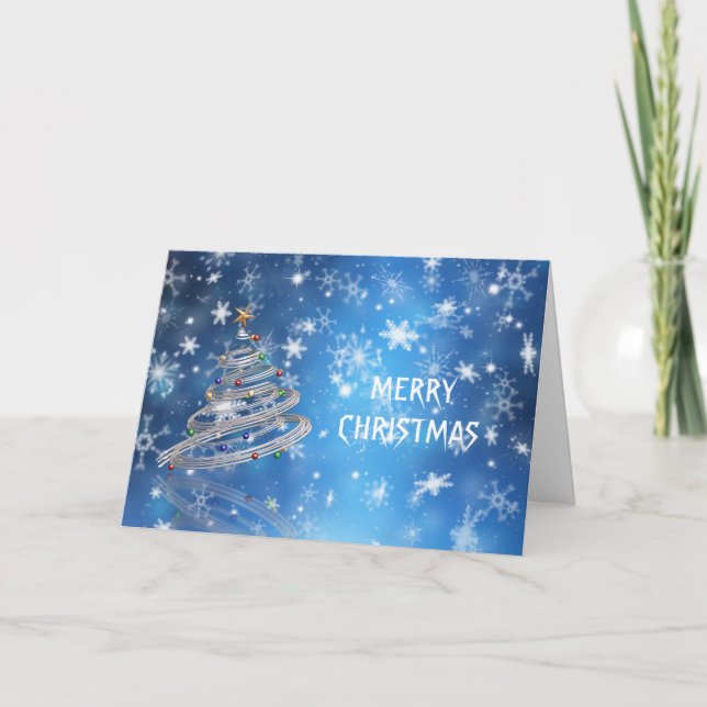 Festividades Cartão de Natal com design de árvore prateada (Frente)