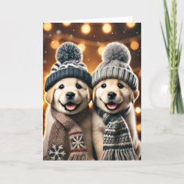 Festividades Cartão de Natal com dois cães