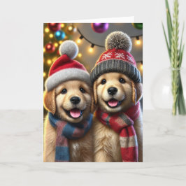 Festividades Cartão de Natal com dois cães