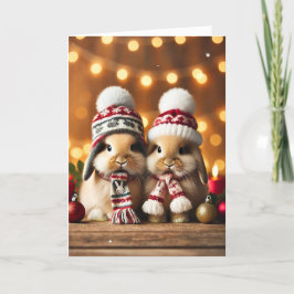 Festividades Cartão de Natal com dois coelhos