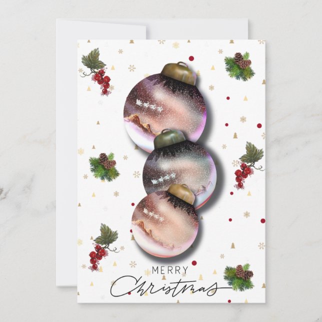 Festividades Cartão de Natal com Elegante Ornament Design Winte (Frente)