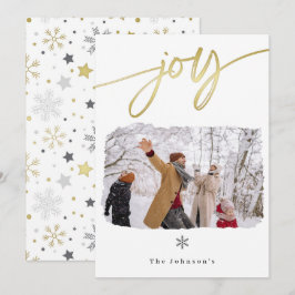 Festividades Cartão de Natal com Floco de Neve Minimalista Dour