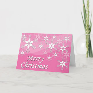 Festividades Cartão de Natal com Floco de Neve Rosa