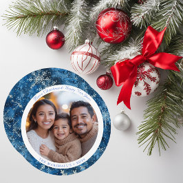 Festividades Cartão de Natal com Flocos de Neve Azul Moderno