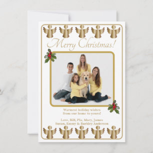 Festividades Cartão de Natal com Foto Anjos Dourados
