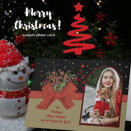 Festividades Cartão de Natal com Foto da Capuz Vermelho Caprich