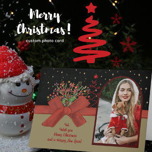 Festividades Cartão de Natal com Foto da Capuz Vermelho Caprich
