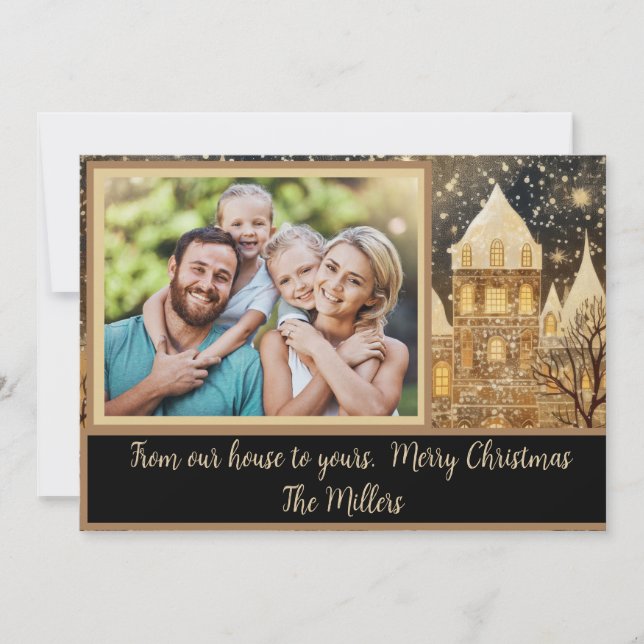 Festividades Cartão de Natal com Foto da Família (Frente)