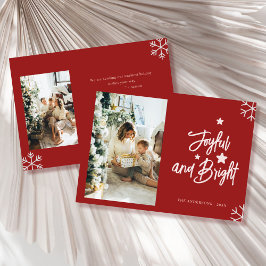 Festividades cartão de natal com foto da família alegre e brilh