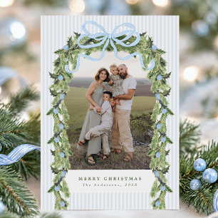Festividades Cartão de Natal com Foto da Família Greenery Arch