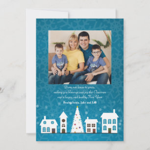 Festividades Cartão de Natal com Foto da Vila de Natal
