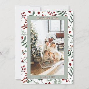 Festividades Cartão de Natal com Foto de Azevinho