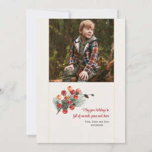 Festividades Cartão de Natal com Foto de Buquê da Floresta