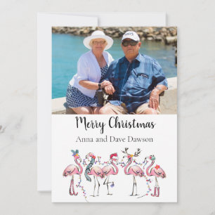Festividades Cartão de Natal com Foto de Flamingo Tropical