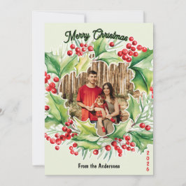 Festividades Cartão de Natal com Foto de Grinalda Festiva 3