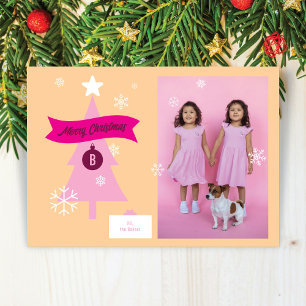 Festividades Cartão de Natal com Foto de Ícones de Natal Monogr