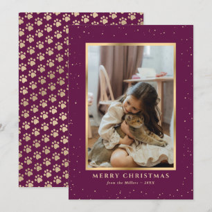 Festividades Cartão de Natal com Foto de Patas de Cachorro e Ga