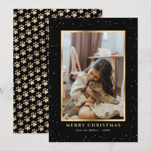 Festividades Cartão de Natal com Foto de Patinhas de Cachorro e