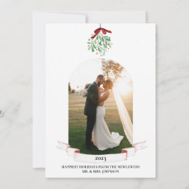 Festividades Cartão de Natal com Foto de Recém-casados com Aqua