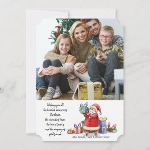 Festividades Cartão de Natal com Foto do Papai Noel com Present
