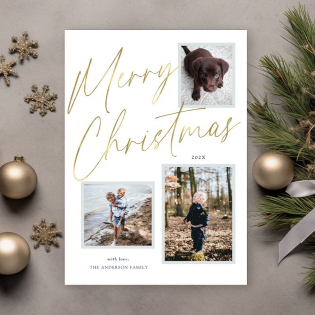 Festividades Cartão de Natal com Foto do Script Gold Merry Chri (Criador carregado)