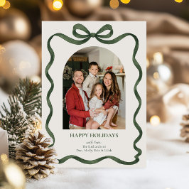 Festividades Cartão de Natal com Foto e Fita Verde Elegante