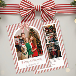 Festividades Cartão de Natal com Foto em Arco com Listras Verme