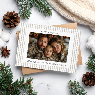 Festividades Cartão de Natal com Foto em Listra de Linho Natura