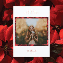 Cartão de Natal com Foto em Moldura de Pétalas de 