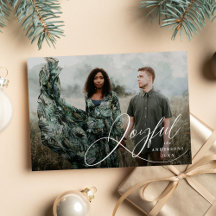 Cartão de Natal com Foto em Script de Elegância Al