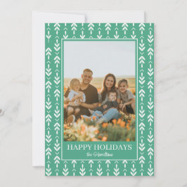 Festividades Cartão de Natal com foto emoldurada com folhas imp