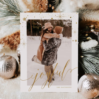 Festividades Cartão de Natal com Foto Joyful Minimal Script 3