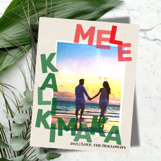 Festividades Cartão de Natal com Foto Mele Kalikimaka Havaiano