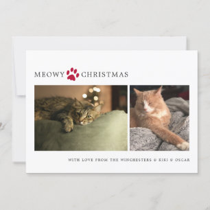 Festividades Cartão de Natal com Foto Meowy Christmas