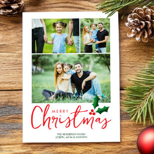 Festividades Cartão de Natal com Foto Minimalista