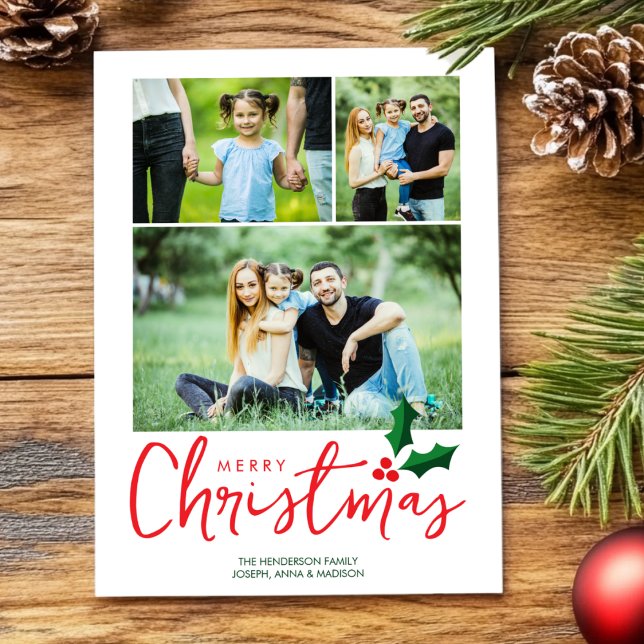 Festividades Cartão de Natal com Foto Minimalista (Criador carregado)