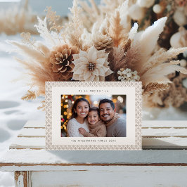 Festividades Cartão de Natal com Foto Minimalista Neutra Nórdic